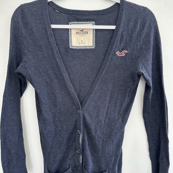 Vintage Y2K HOLLISTER Babydoll Sweater Cardigan Small Blue 100 Cotton Bella Swan - Picture 4 of 8